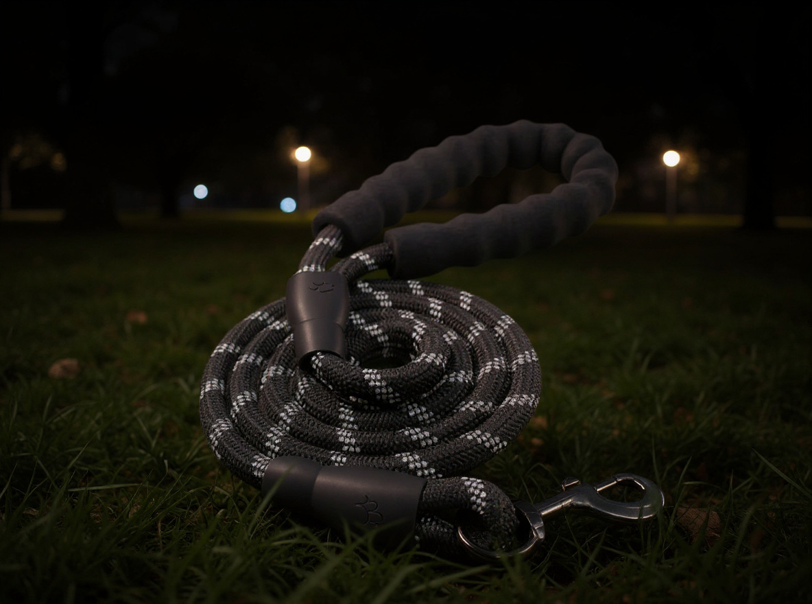 Correa reflectante para perros en uso nocturno